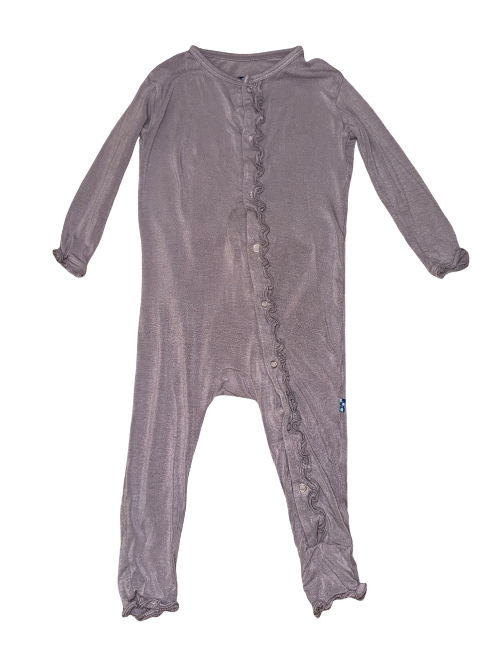 Kickee Pants Bamboo Ruffle Footless Snap Romper 12-18 Months Purple Gray